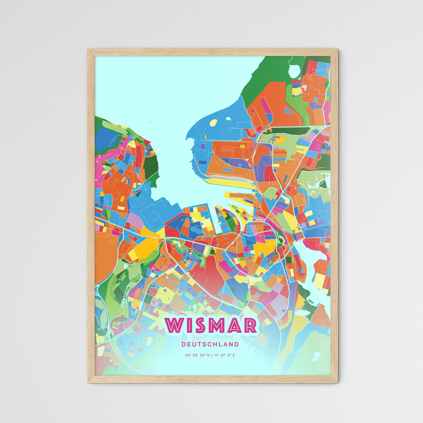 Colorful WISMAR GERMANY Fine Art Map Crazy Colors