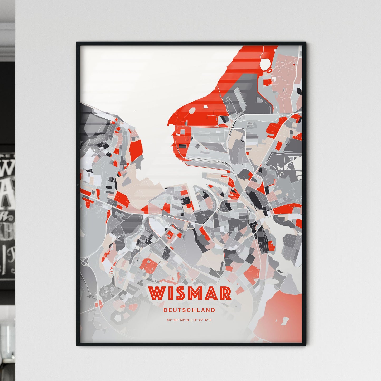 Colorful WISMAR GERMANY Fine Art Map Modern