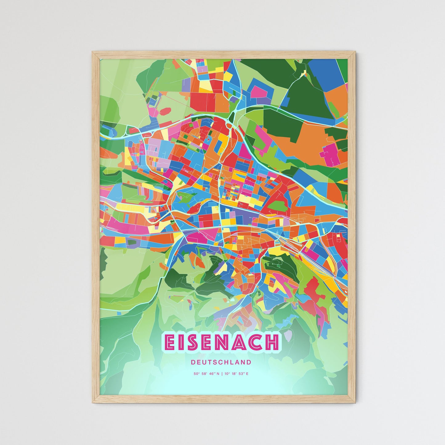 Colorful EISENACH GERMANY Fine Art Map Crazy Colors