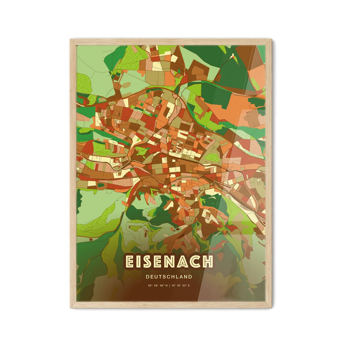 Colorful EISENACH GERMANY Fine Art Map Farmhouse