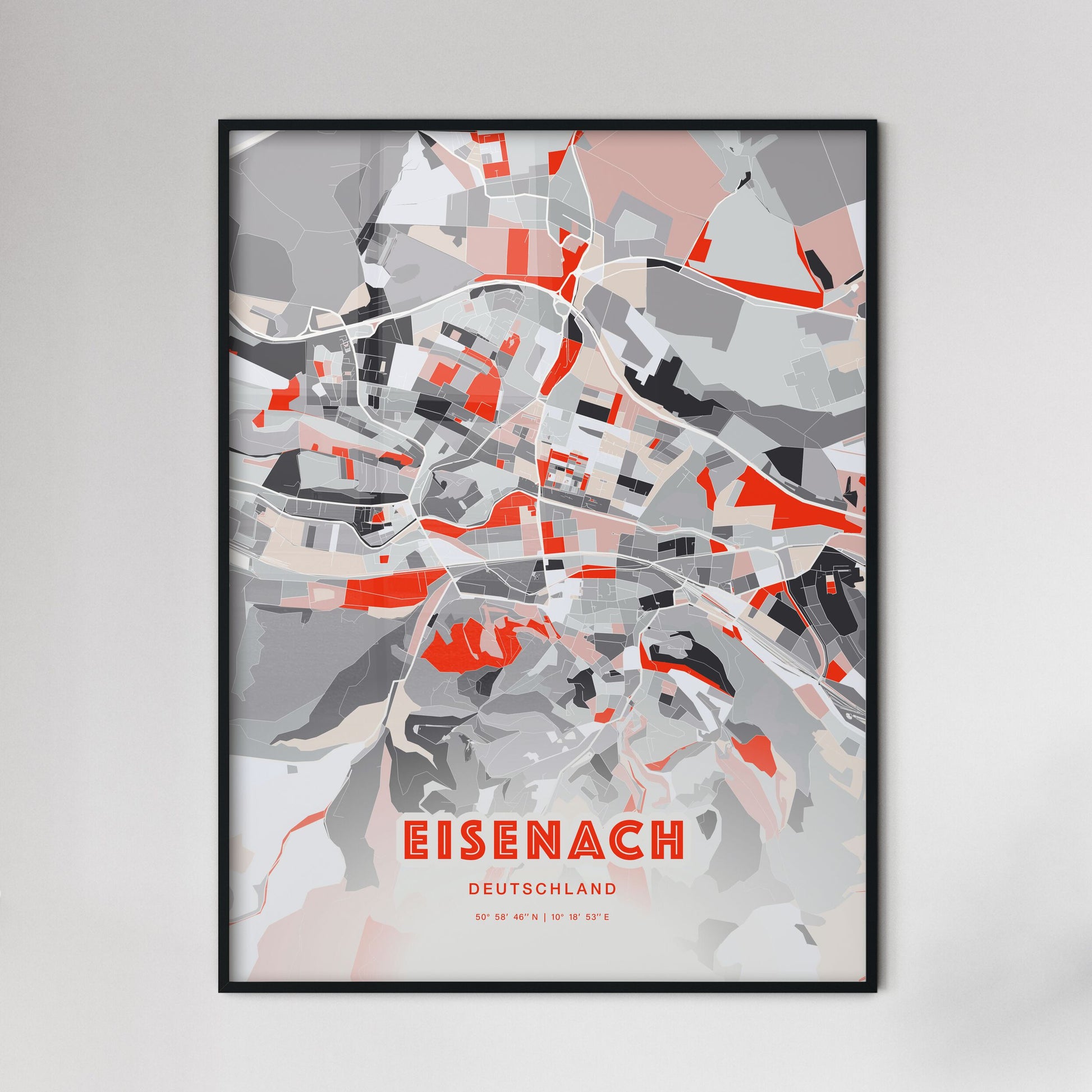 Colorful EISENACH GERMANY Fine Art Map Modern