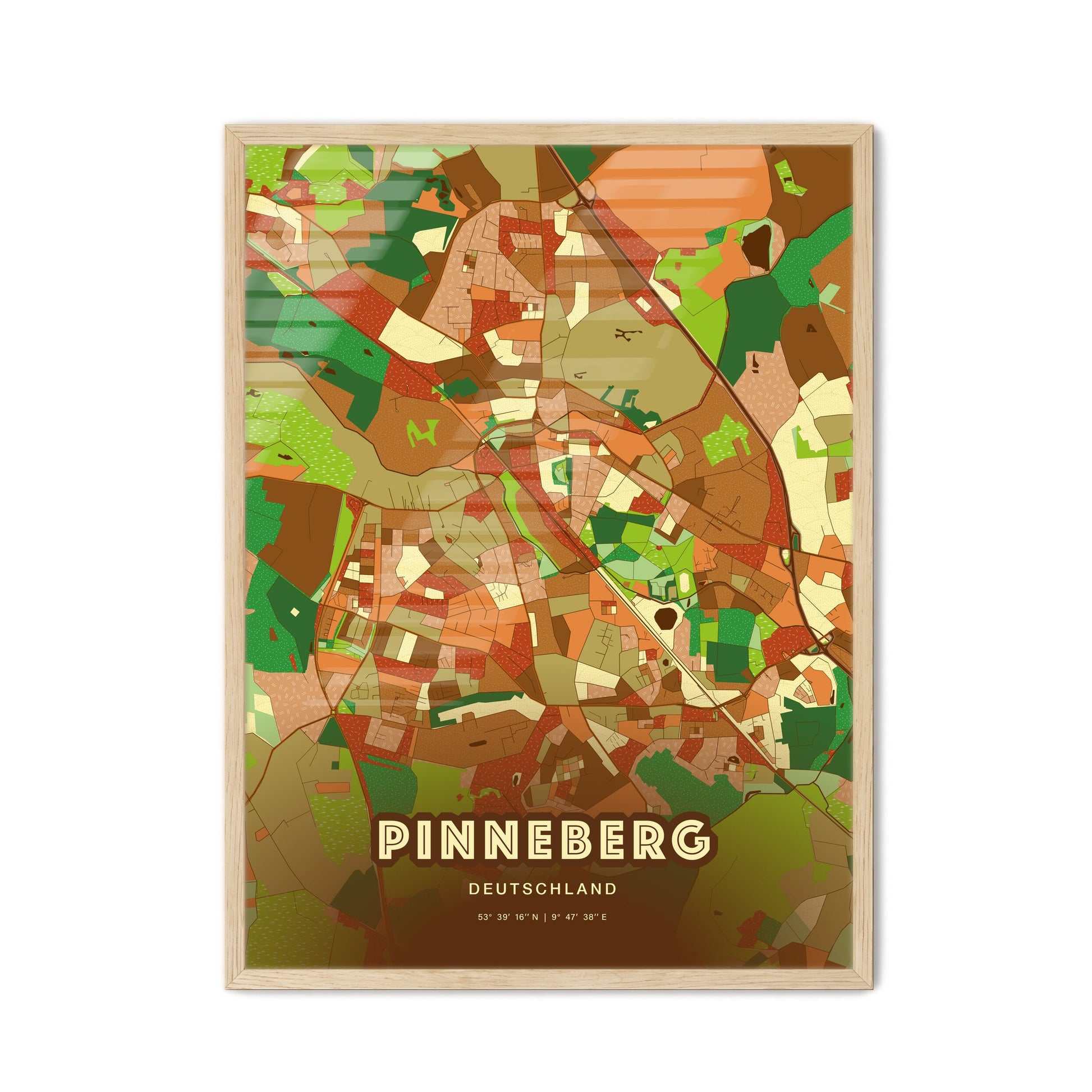 Colorful PINNEBERG GERMANY Fine Art Map Farmhouse