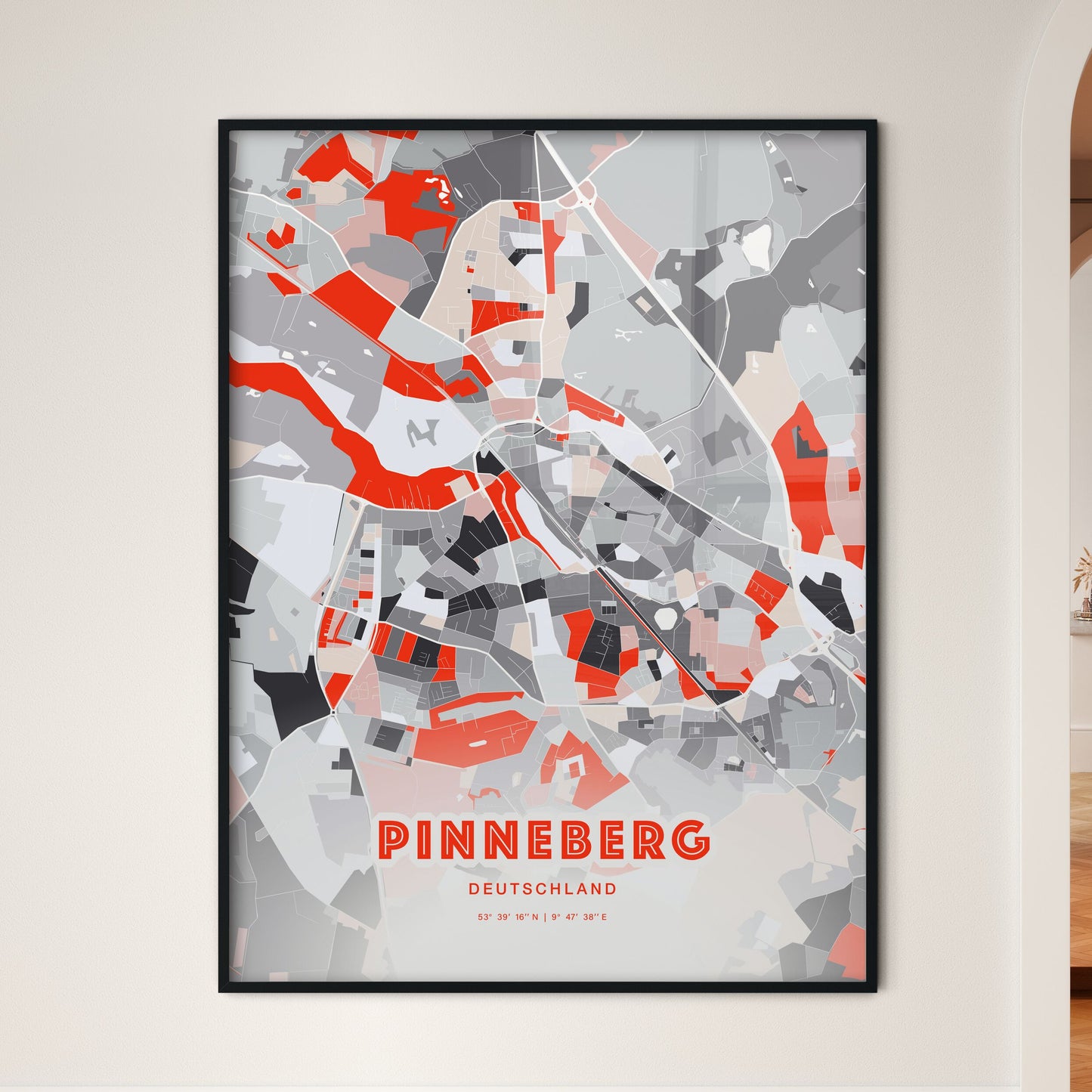 Colorful PINNEBERG GERMANY Fine Art Map Modern