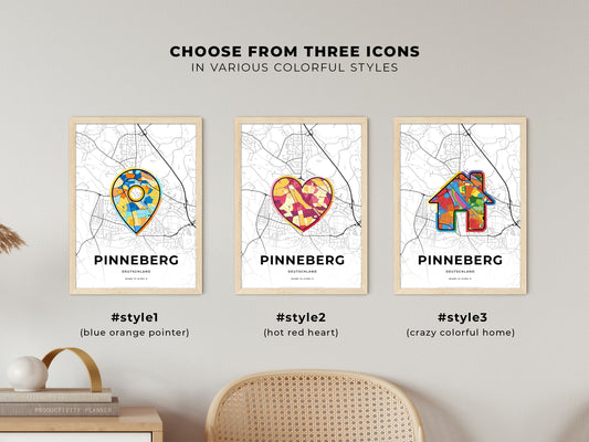 Pinneberg Germany maps with colorful icons