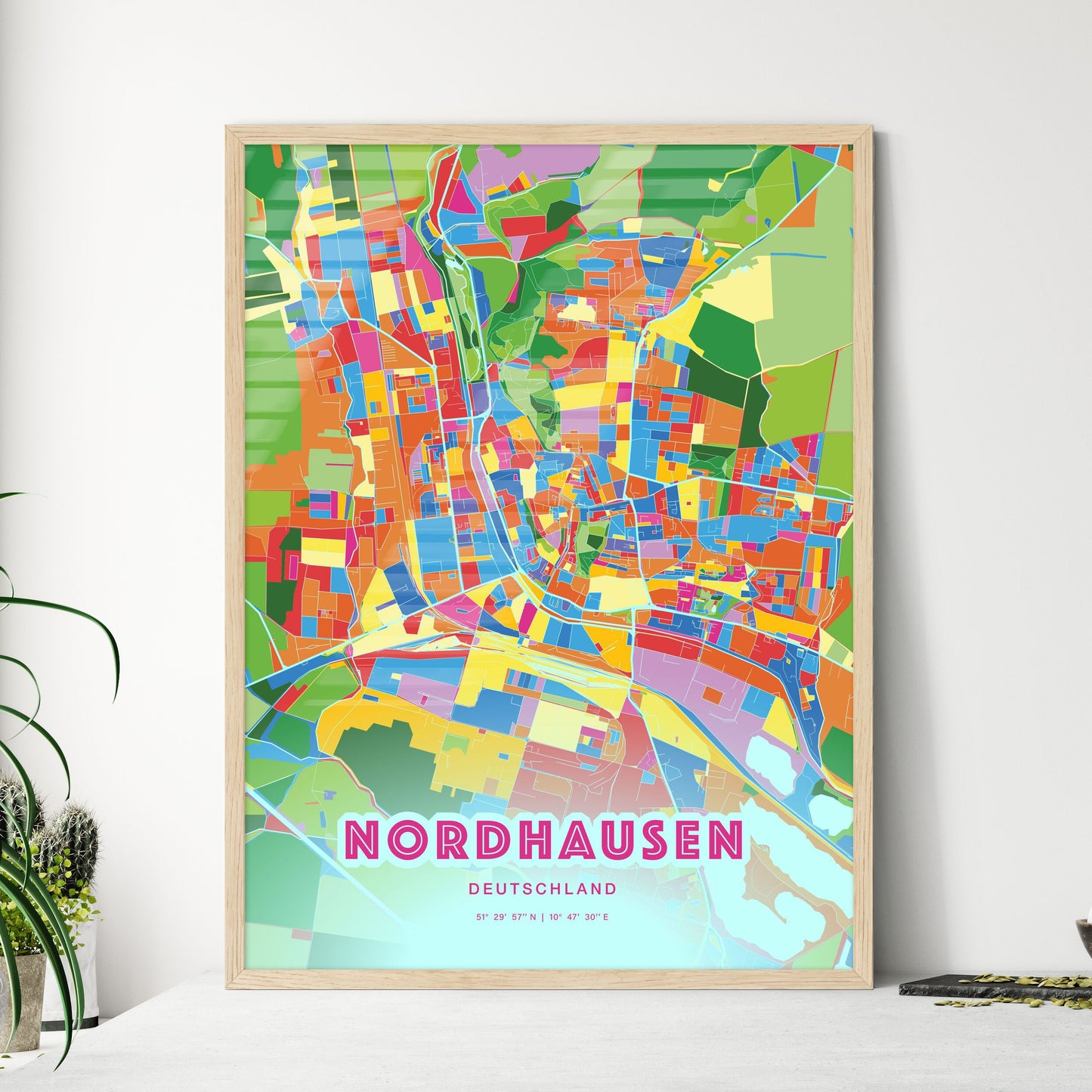 Colorful NORDHAUSEN GERMANY Fine Art Map Crazy Colors