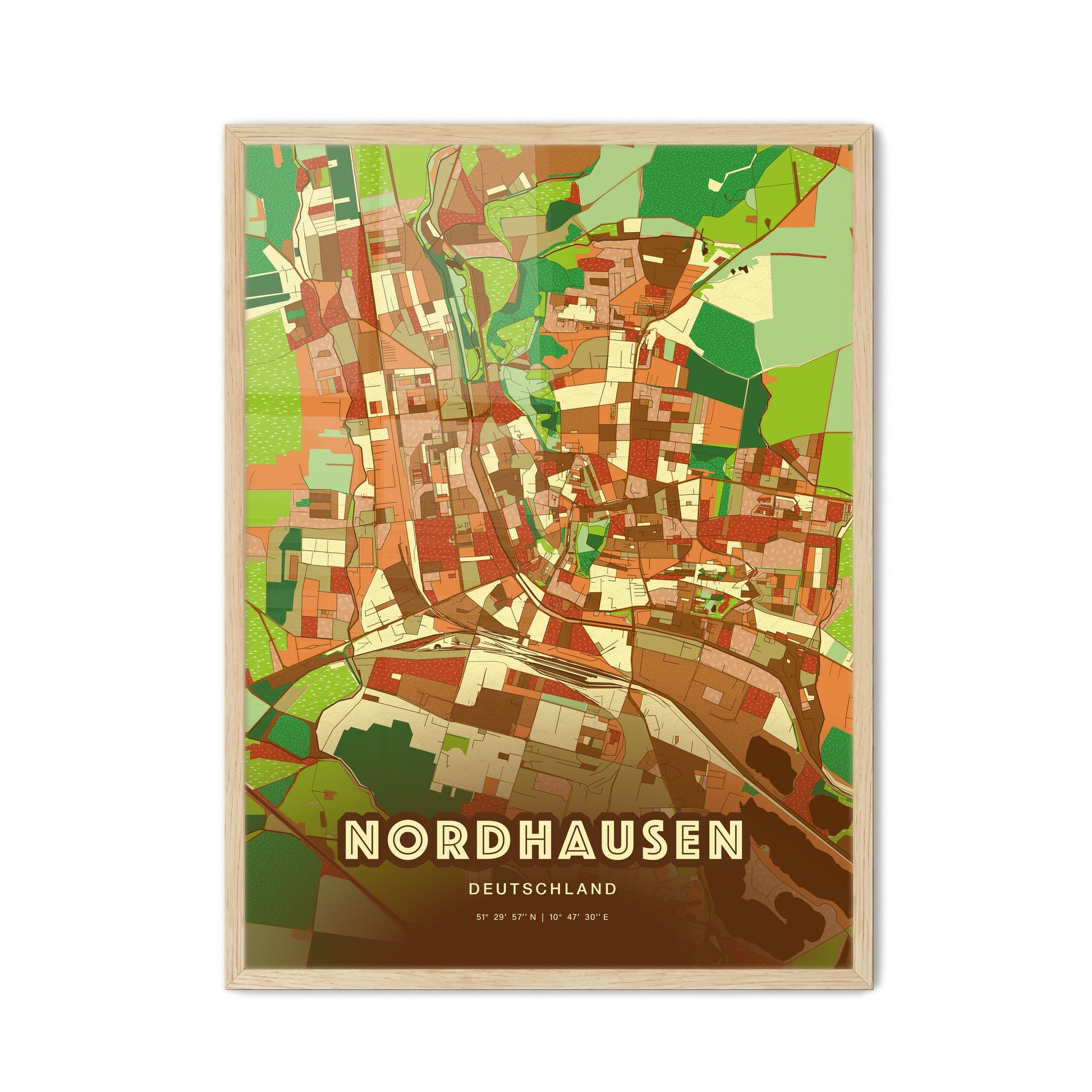 Colorful NORDHAUSEN GERMANY Fine Art Map Farmhouse