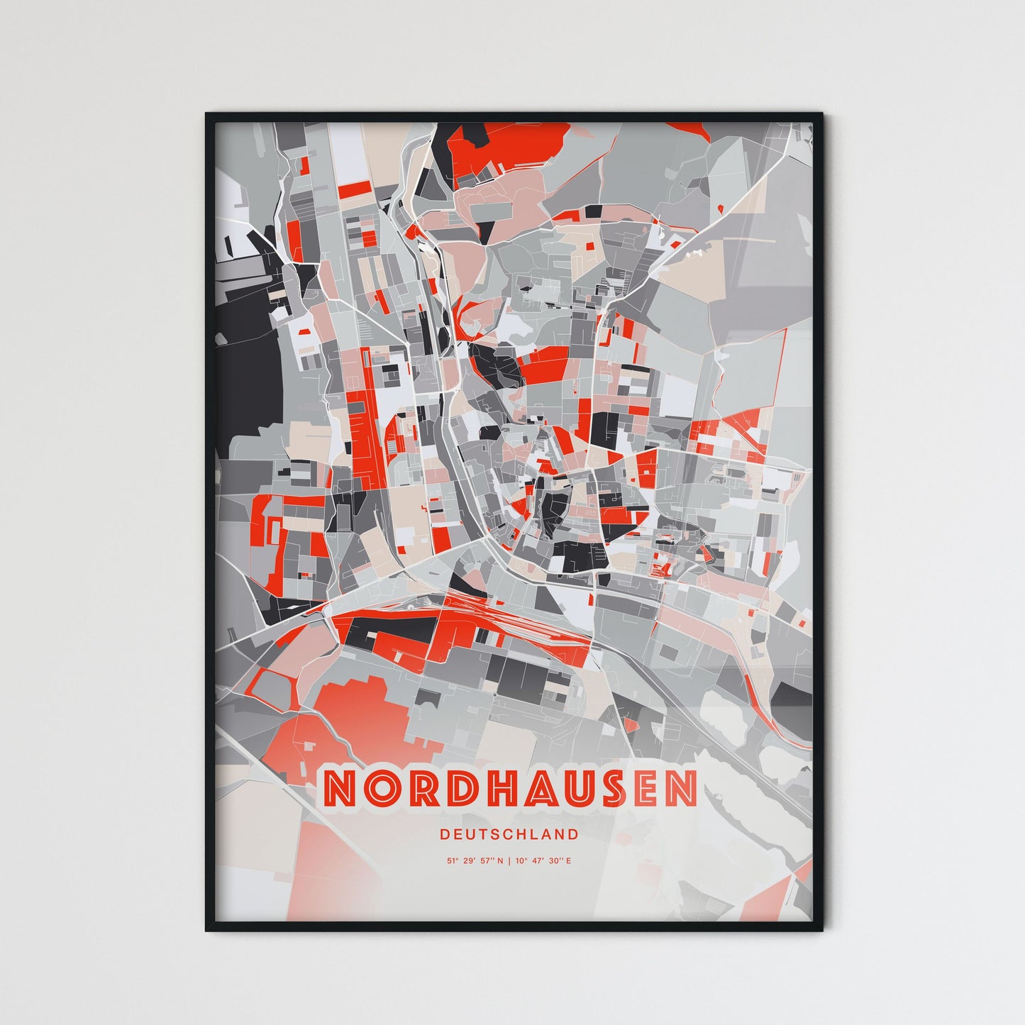 Colorful NORDHAUSEN GERMANY Fine Art Map Modern