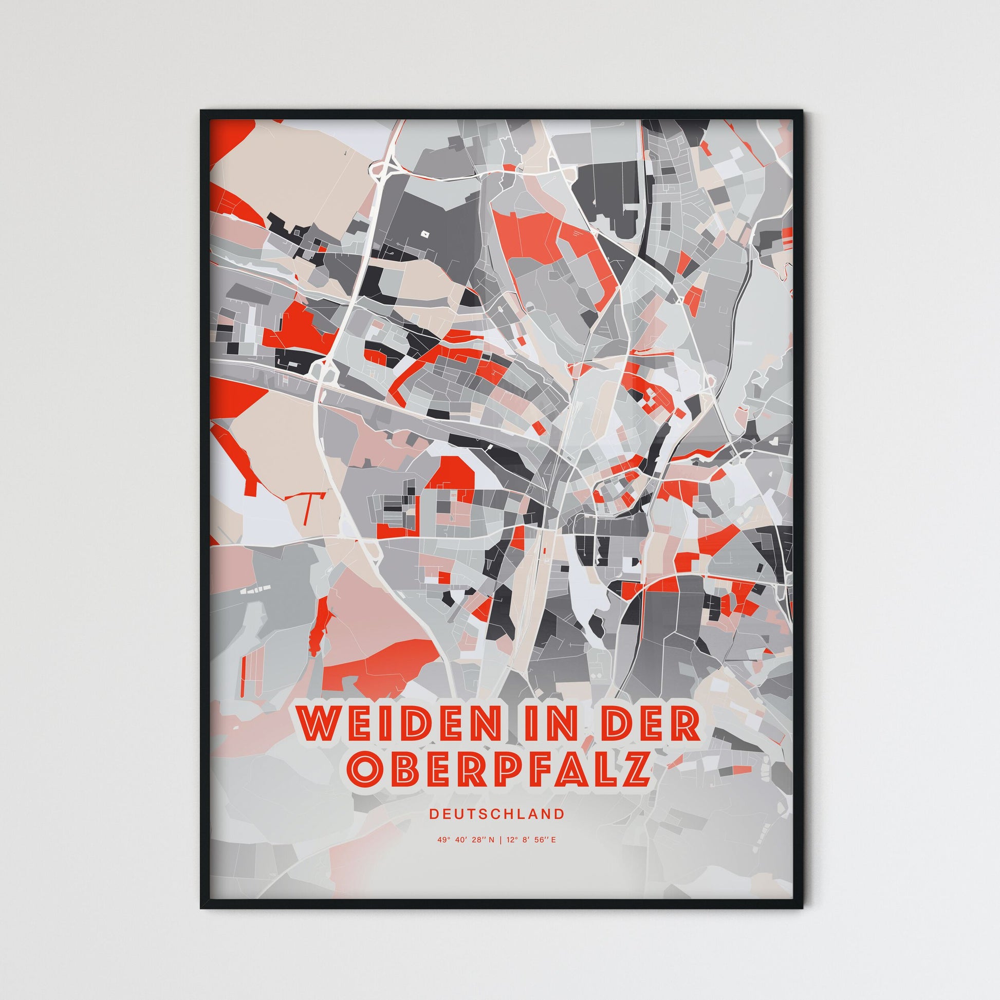 Colorful WEIDEN IN DER OBERPFALZ GERMANY Fine Art Map Modern