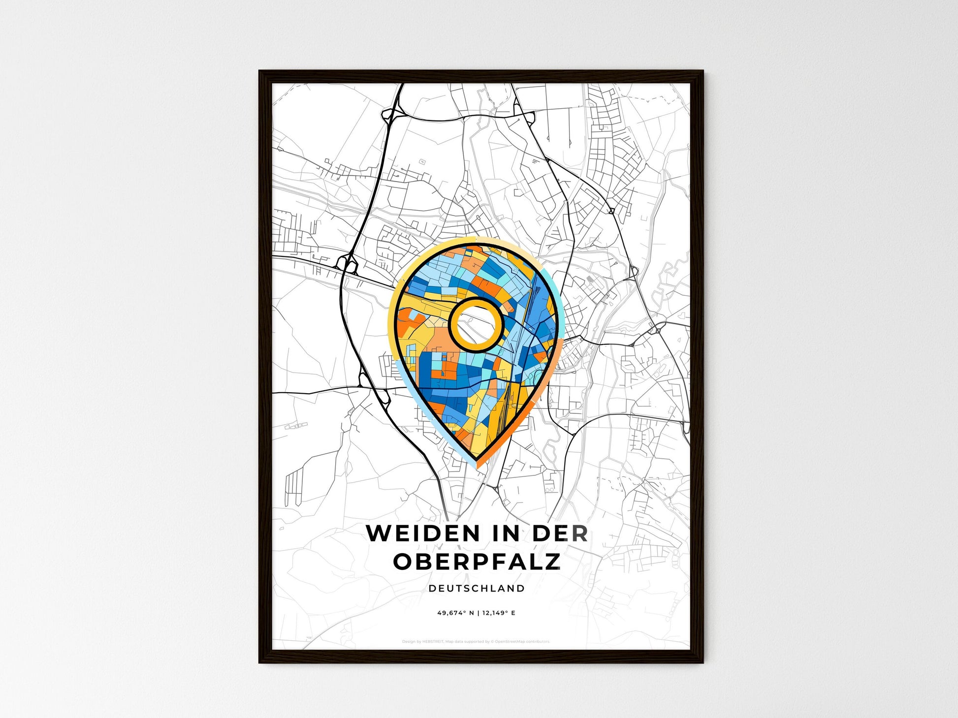 Weiden In Der Oberpfalz Germany wedding art map with pointer icon