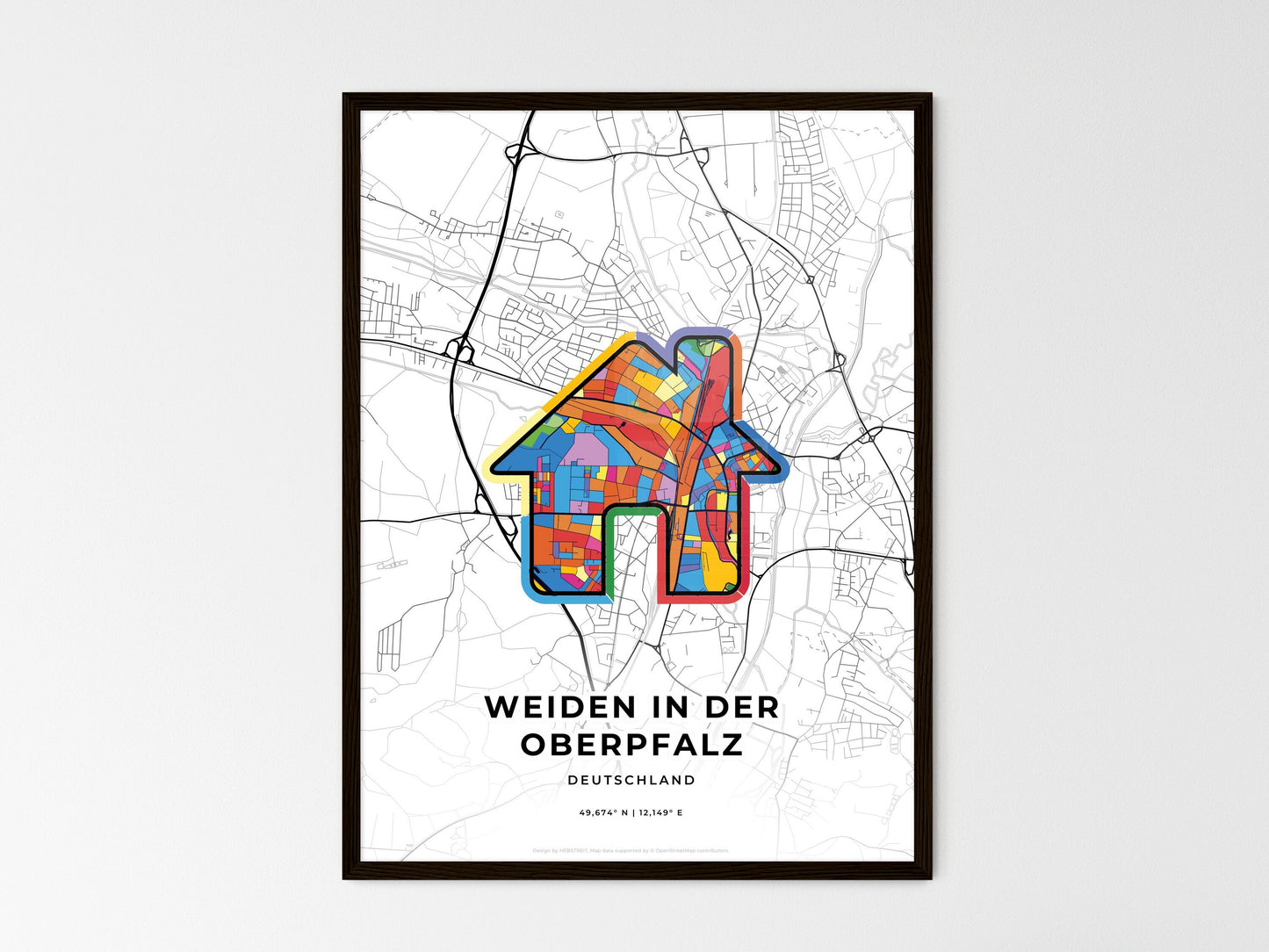 Weiden In Der Oberpfalz Germany wedding art map with home icon