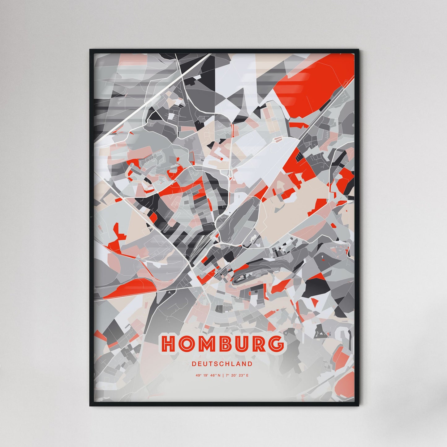 Colorful HOMBURG GERMANY Fine Art Map Modern