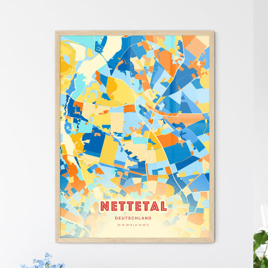 Colorful NETTETAL GERMANY Fine Art Map Blue Orange