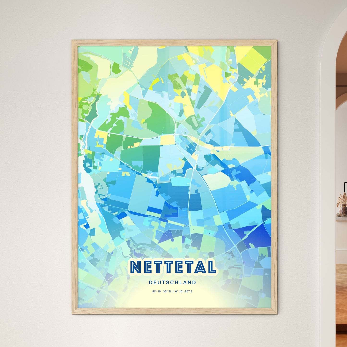 Colorful NETTETAL GERMANY Fine Art Map Cool Blue