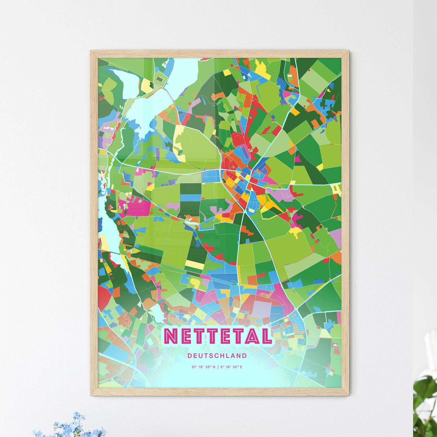 Colorful NETTETAL GERMANY Fine Art Map Crazy Colors