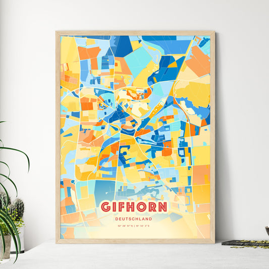 Colorful GIFHORN GERMANY Fine Art Map Blue Orange