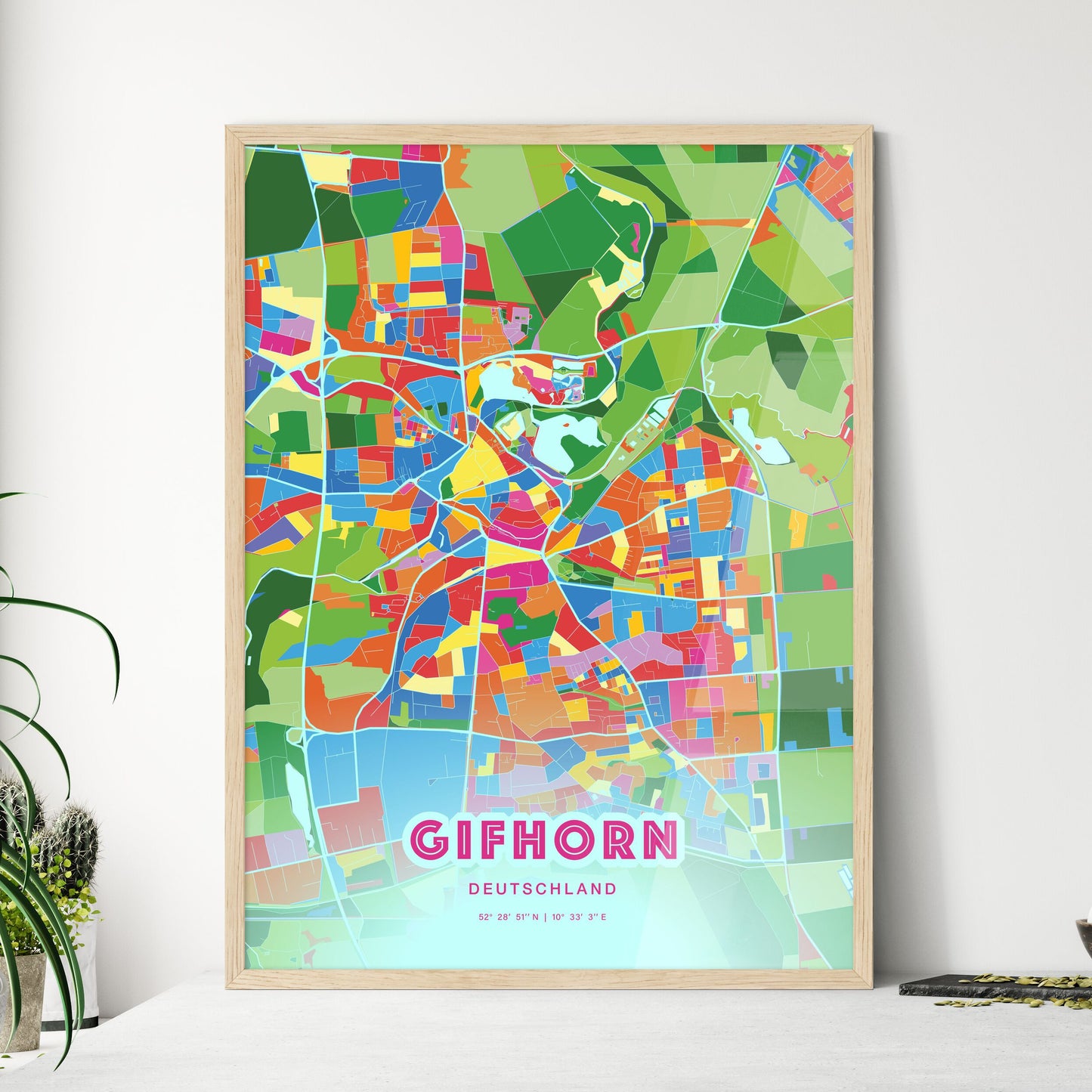 Colorful GIFHORN GERMANY Fine Art Map Crazy Colors