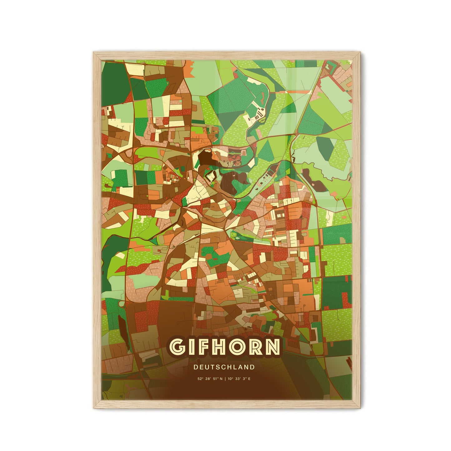 Colorful GIFHORN GERMANY Fine Art Map Farmhouse