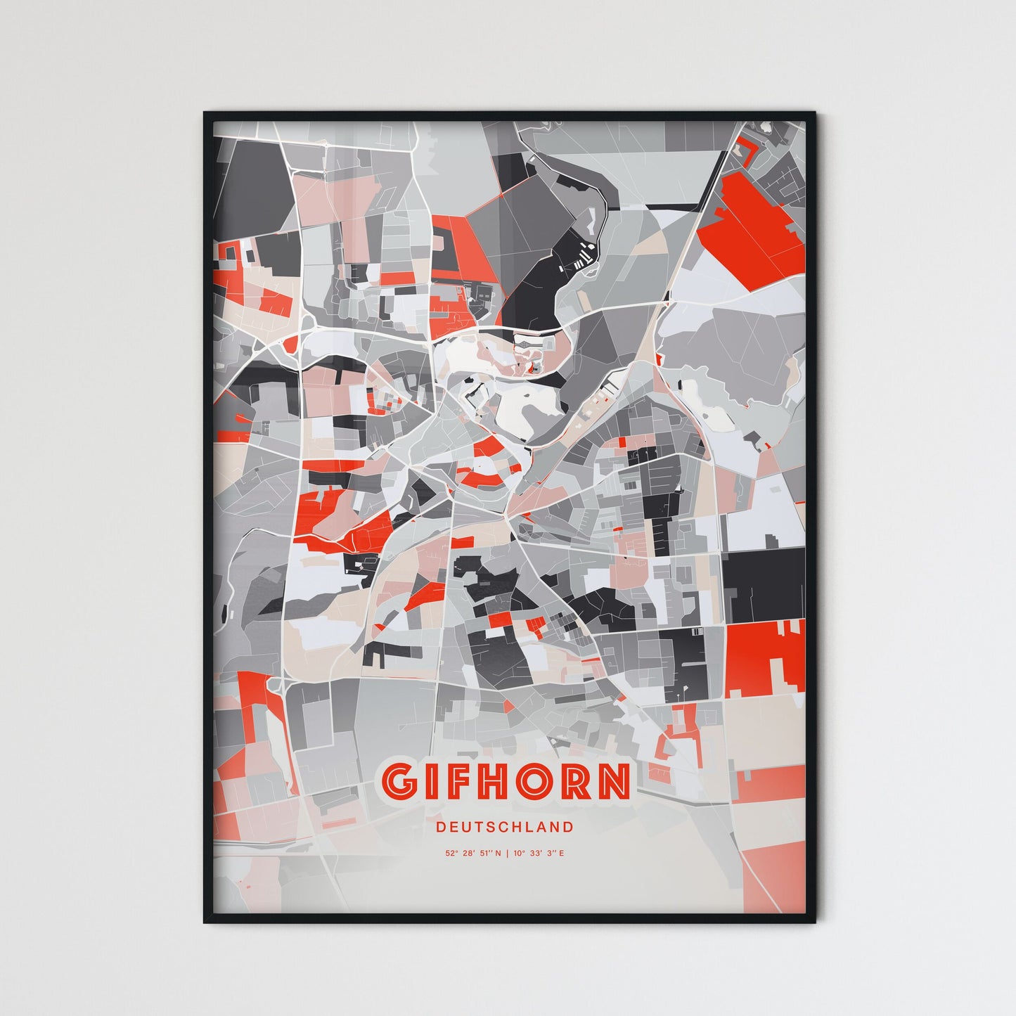 Colorful GIFHORN GERMANY Fine Art Map Modern