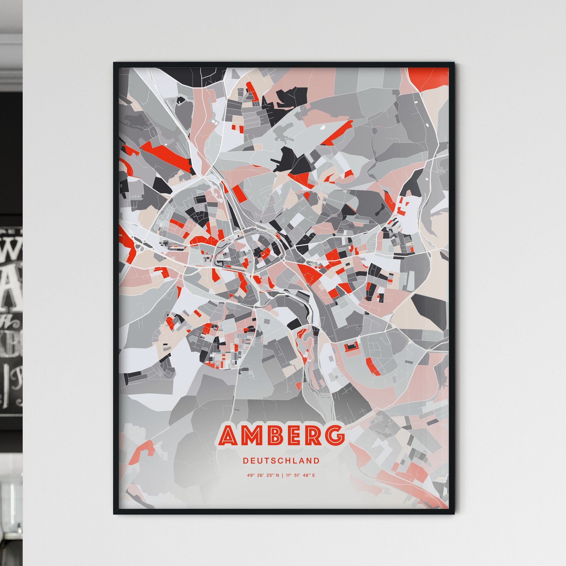 Colorful AMBERG GERMANY Fine Art Map Modern