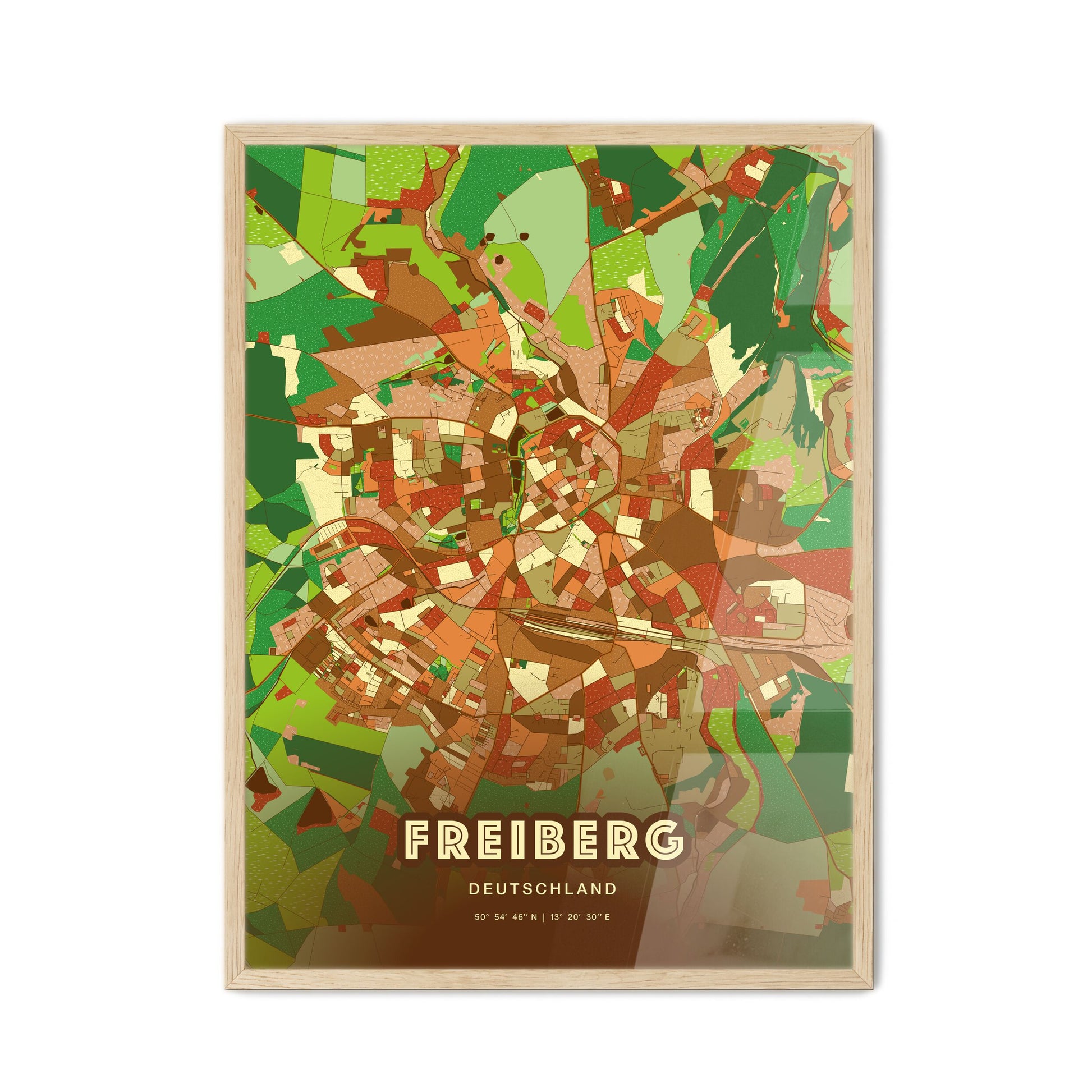 Colorful FREIBERG GERMANY Fine Art Map Farmhouse