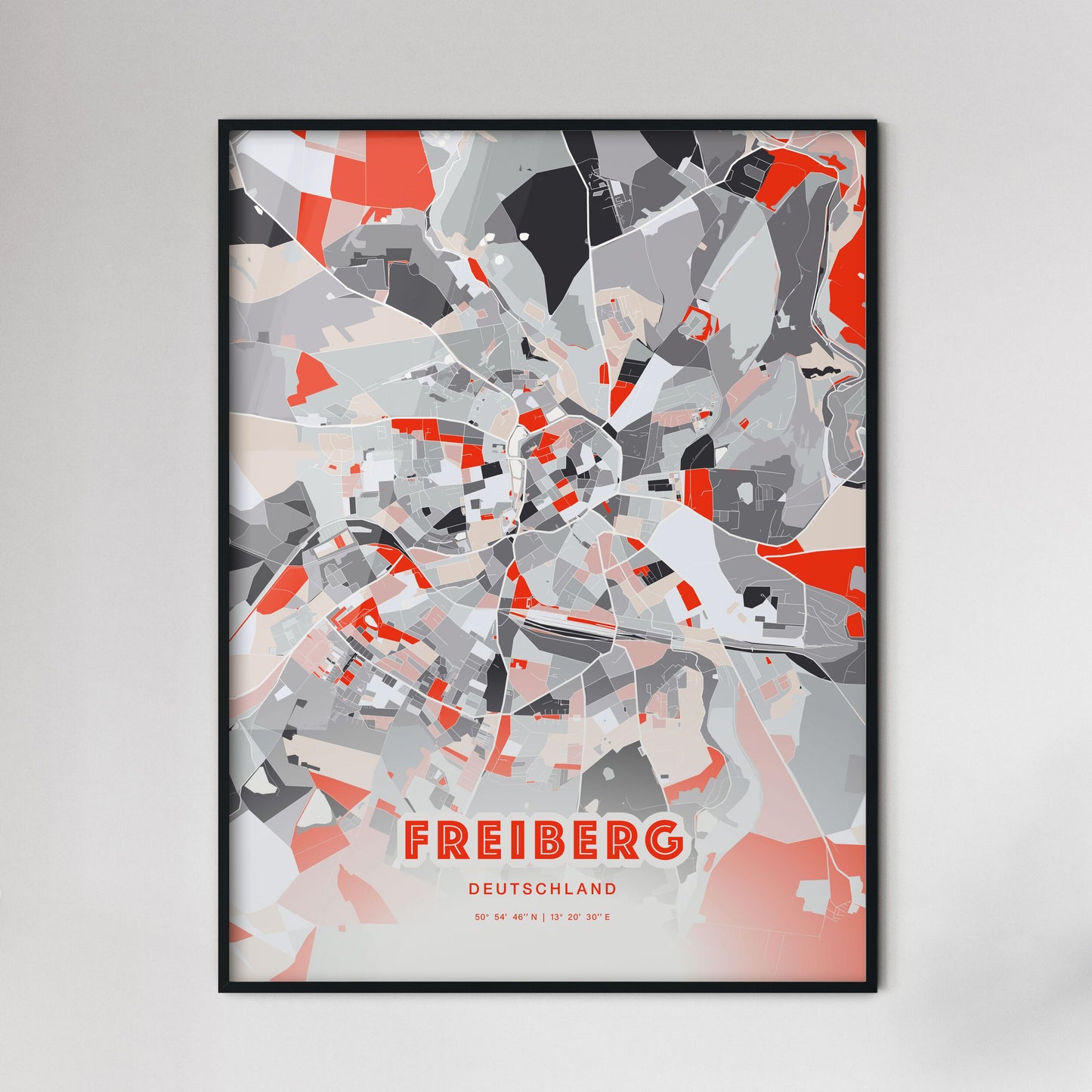 Colorful FREIBERG GERMANY Fine Art Map Modern