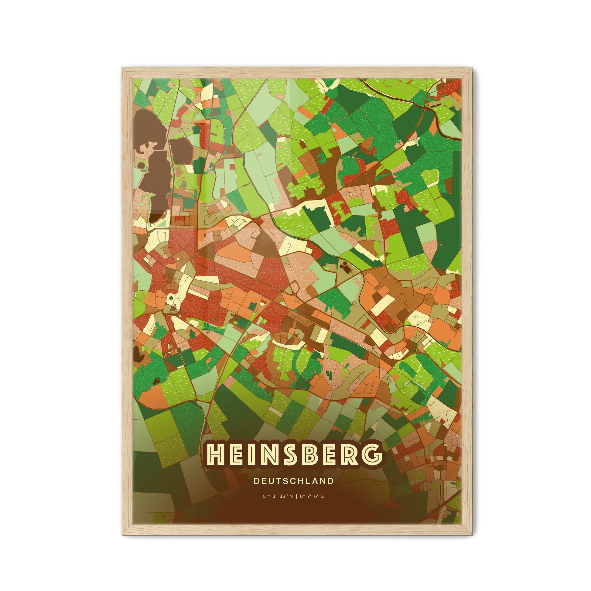 Colorful HEINSBERG GERMANY Fine Art Map Farmhouse