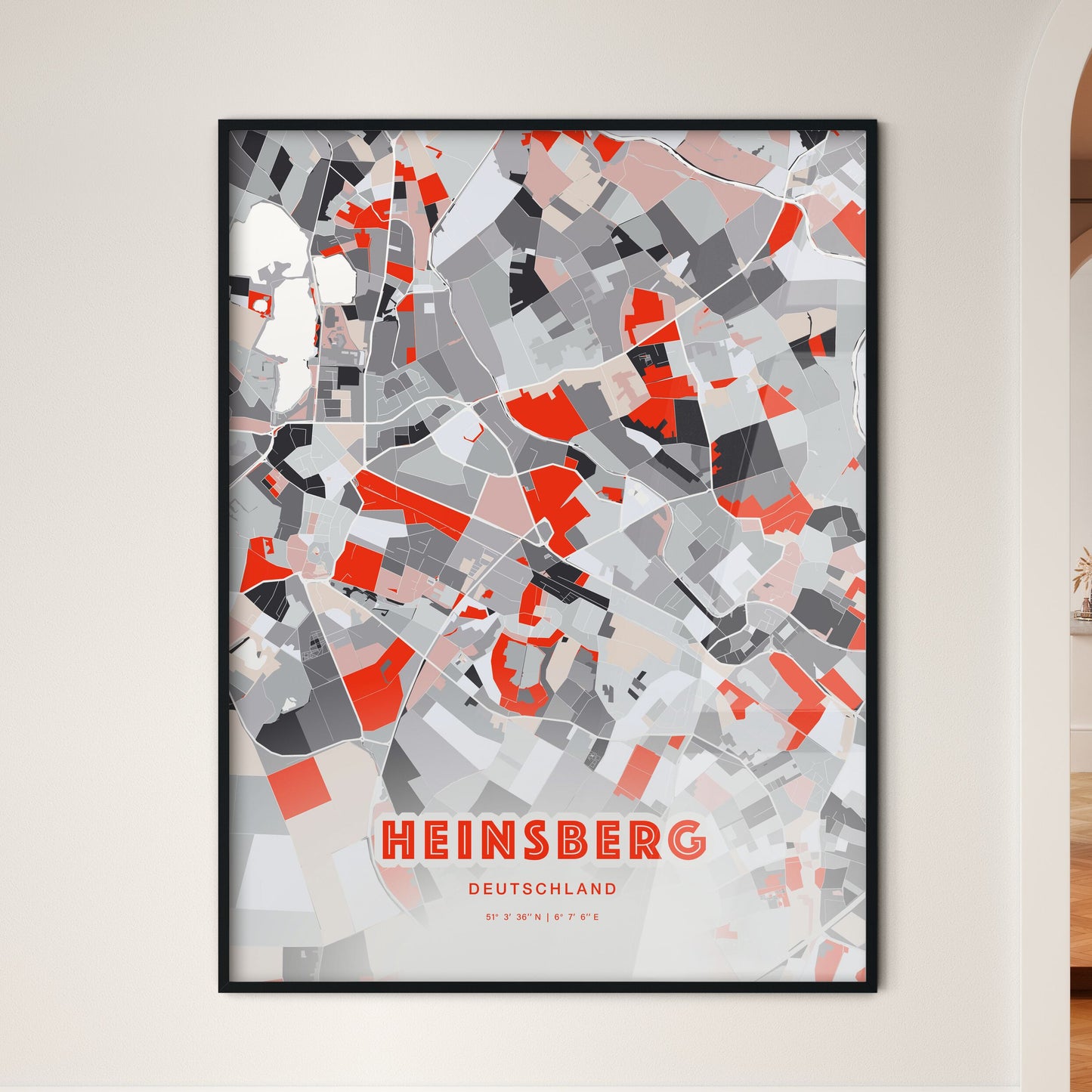 Colorful HEINSBERG GERMANY Fine Art Map Modern