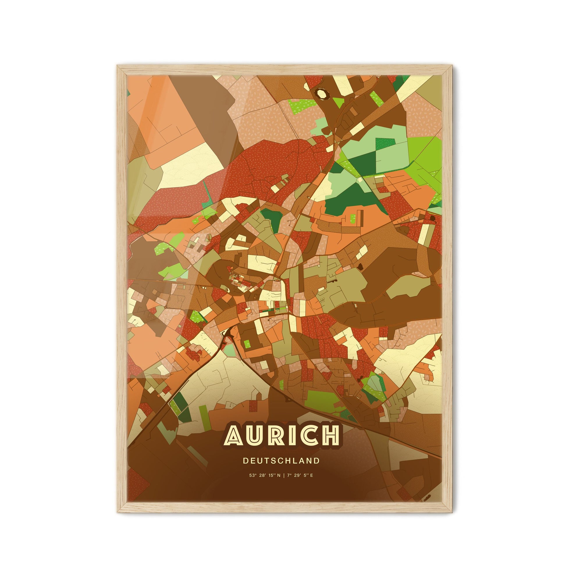 Colorful AURICH GERMANY Fine Art Map Farmhouse