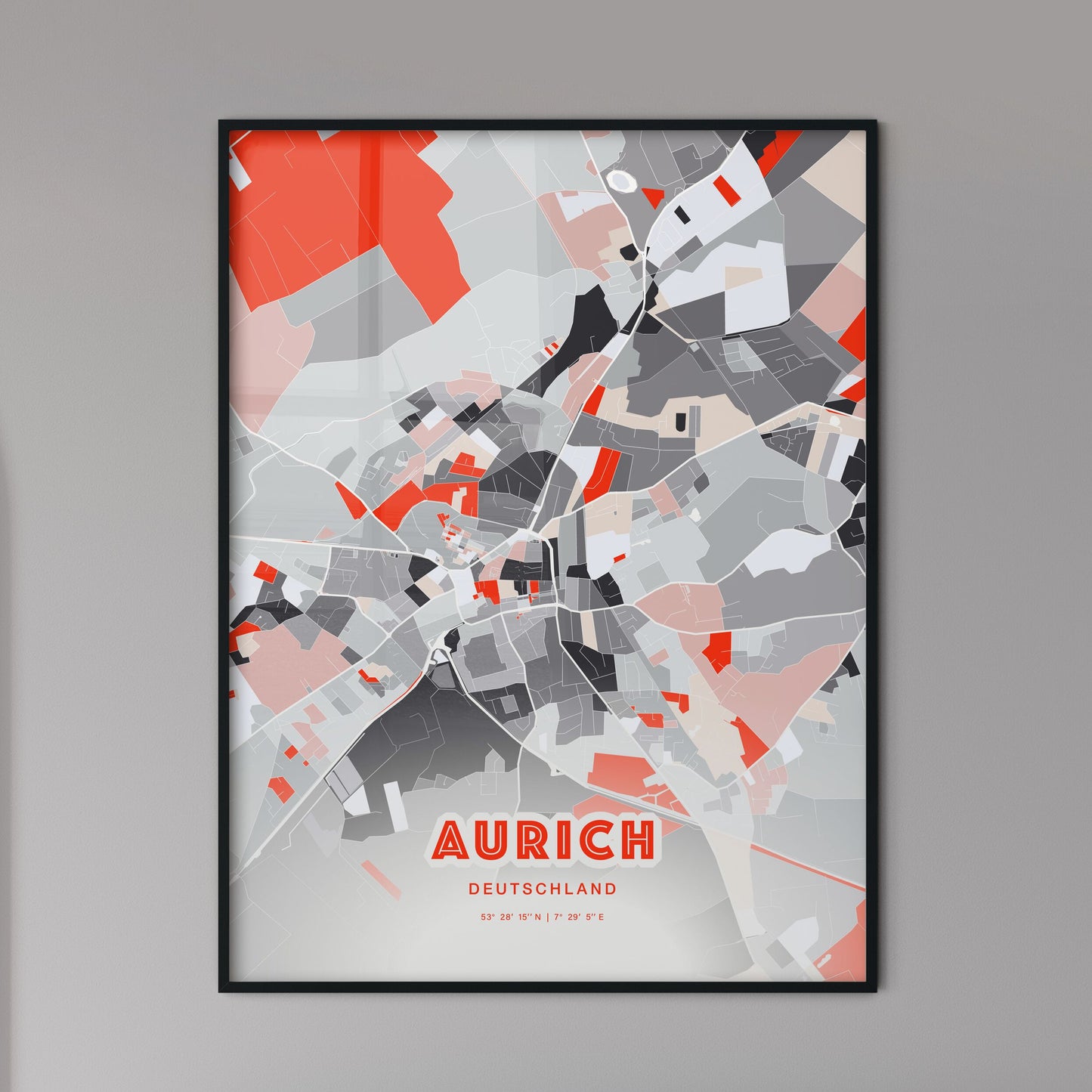 Colorful AURICH GERMANY Fine Art Map Modern