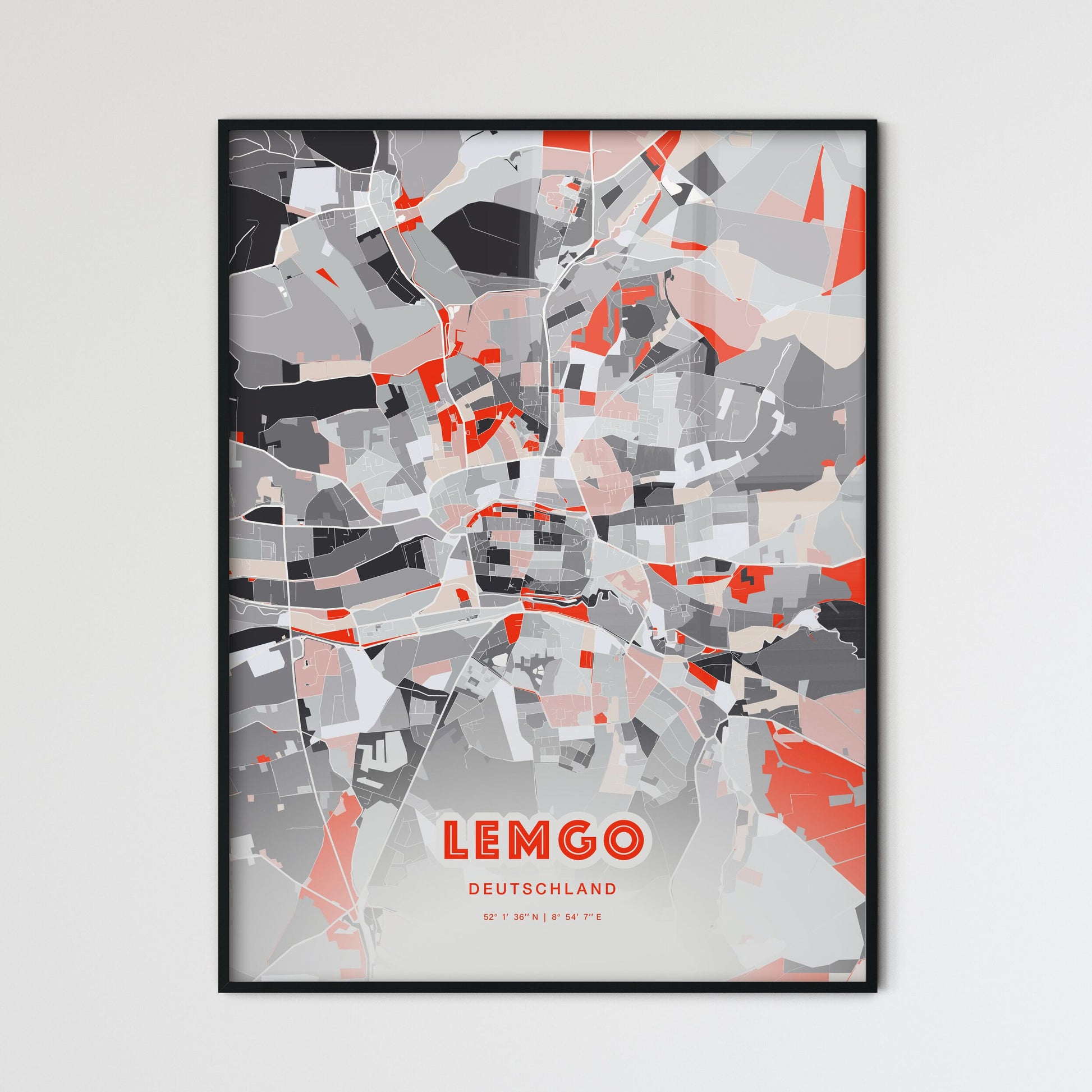 Colorful LEMGO GERMANY Fine Art Map Modern