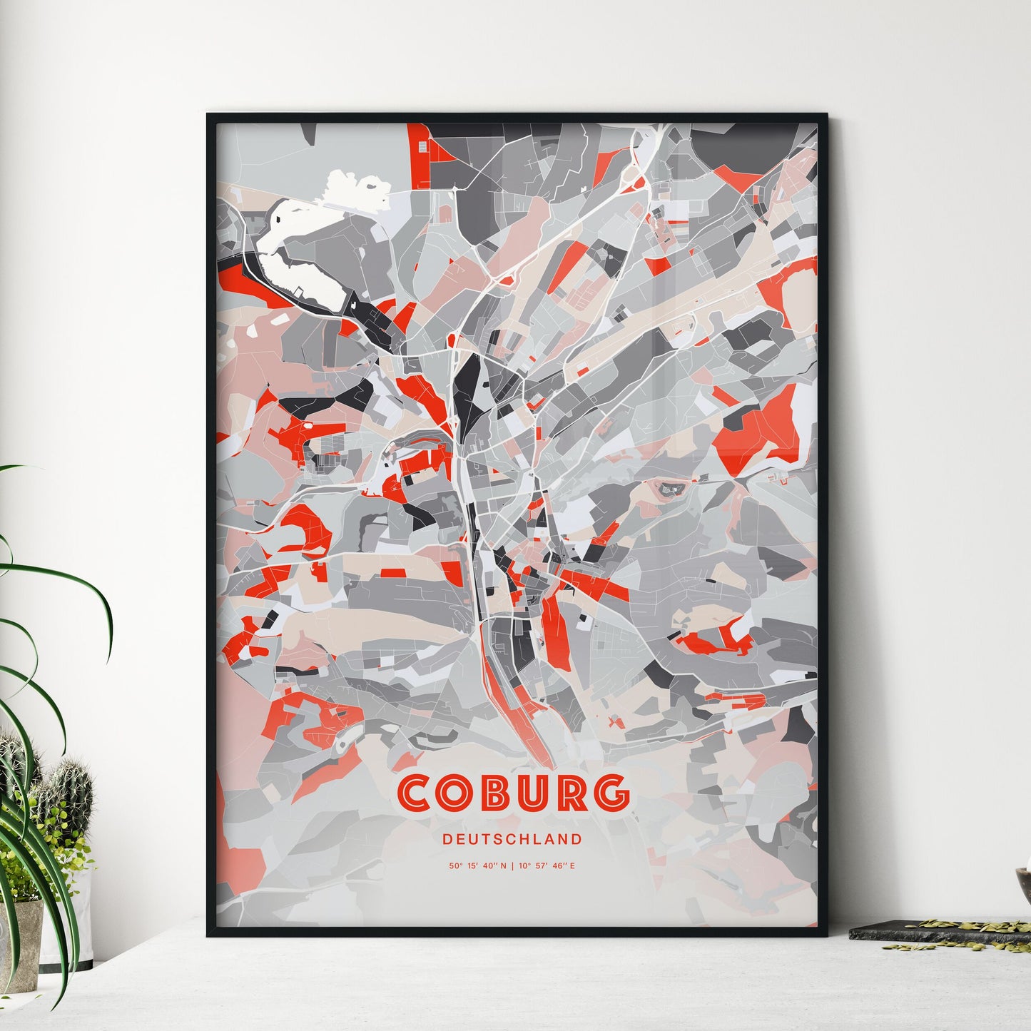 Colorful COBURG GERMANY Fine Art Map Modern