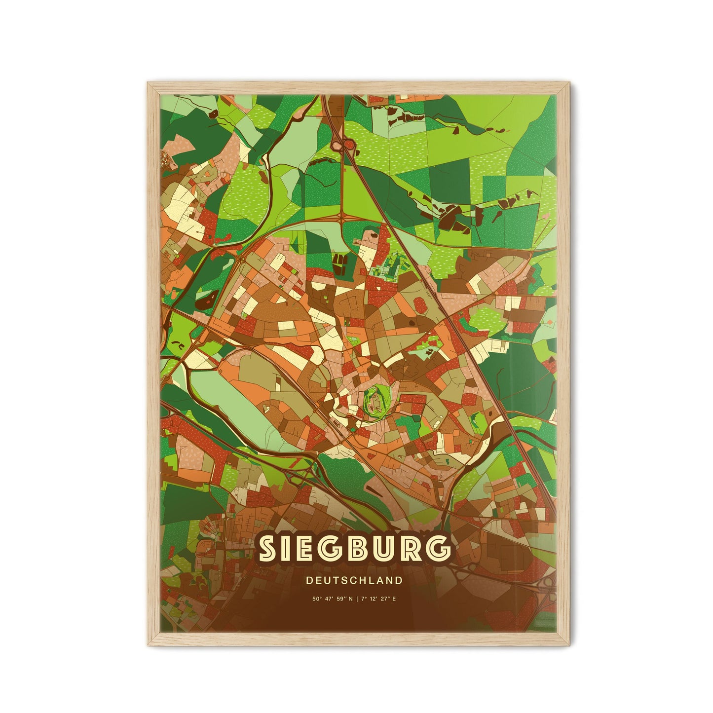 Colorful SIEGBURG GERMANY Fine Art Map Farmhouse