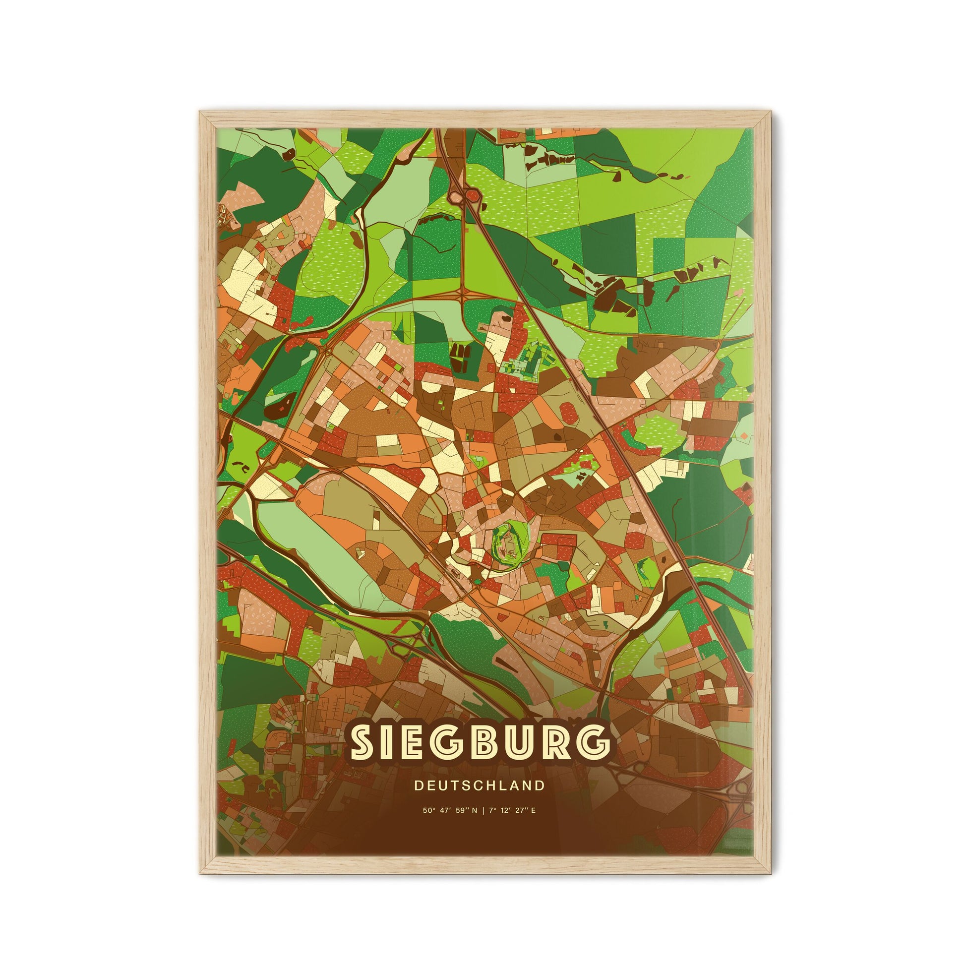 Colorful SIEGBURG GERMANY Fine Art Map Farmhouse