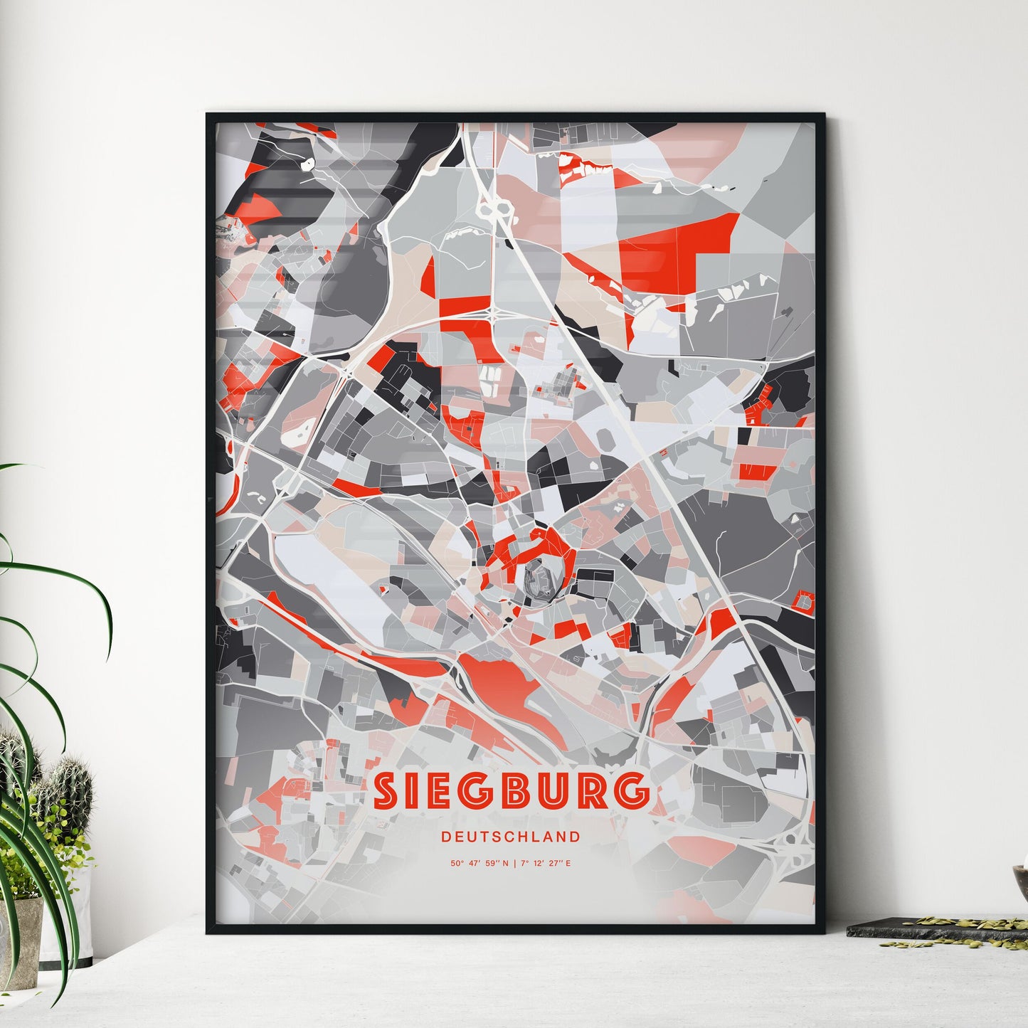 Colorful SIEGBURG GERMANY Fine Art Map Modern