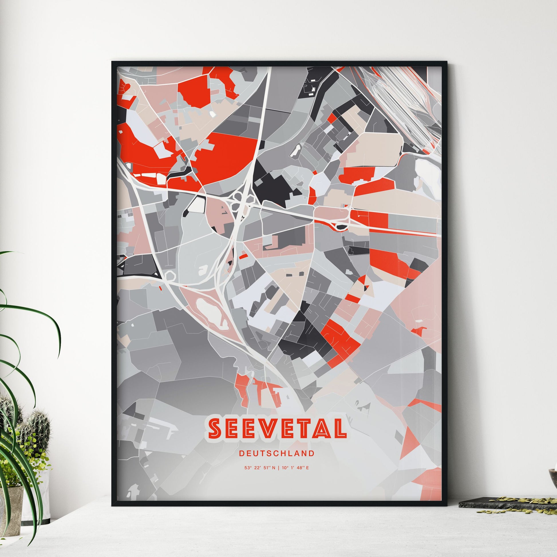 Colorful SEEVETAL GERMANY Fine Art Map Modern