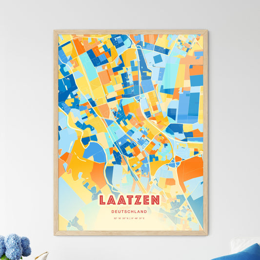 Colorful LAATZEN GERMANY Fine Art Map Blue Orange