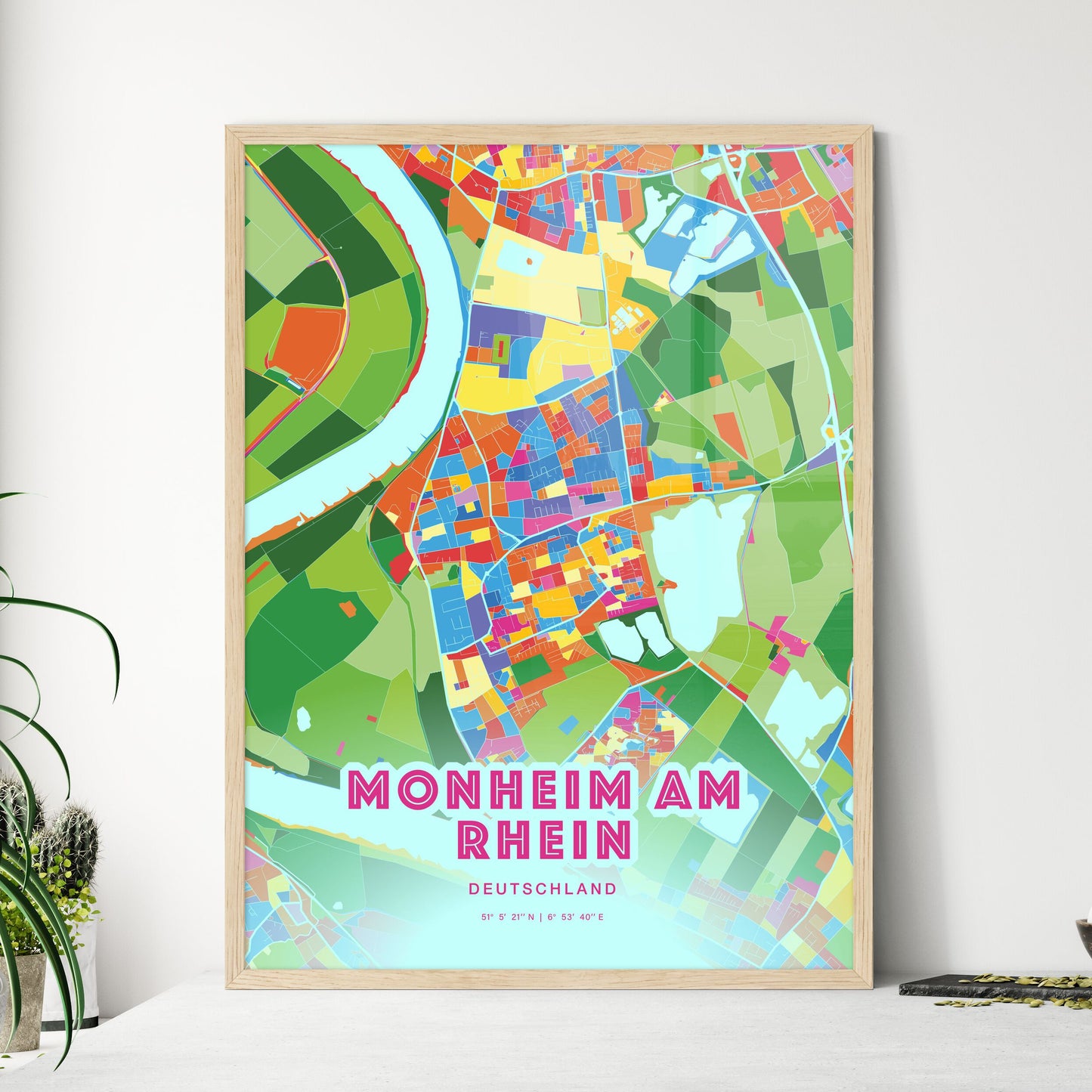Colorful MONHEIM AM RHEIN GERMANY Fine Art Map Crazy Colors
