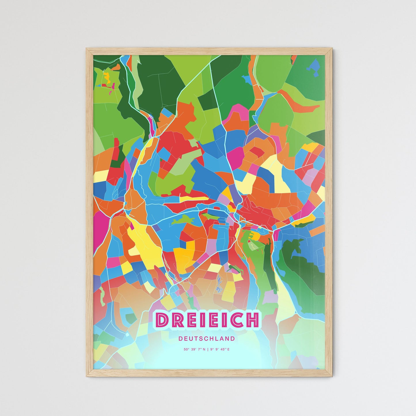 Colorful DREIEICH GERMANY Fine Art Map Crazy Colors