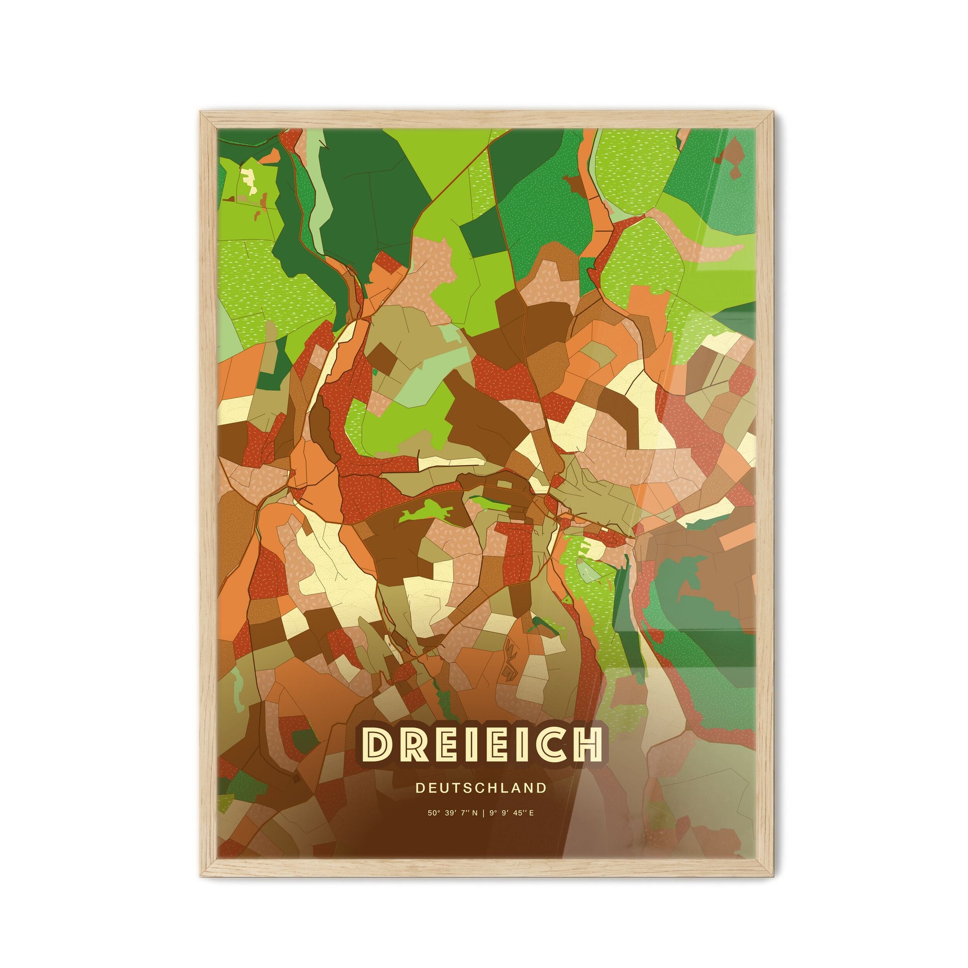 Colorful DREIEICH GERMANY Fine Art Map Farmhouse