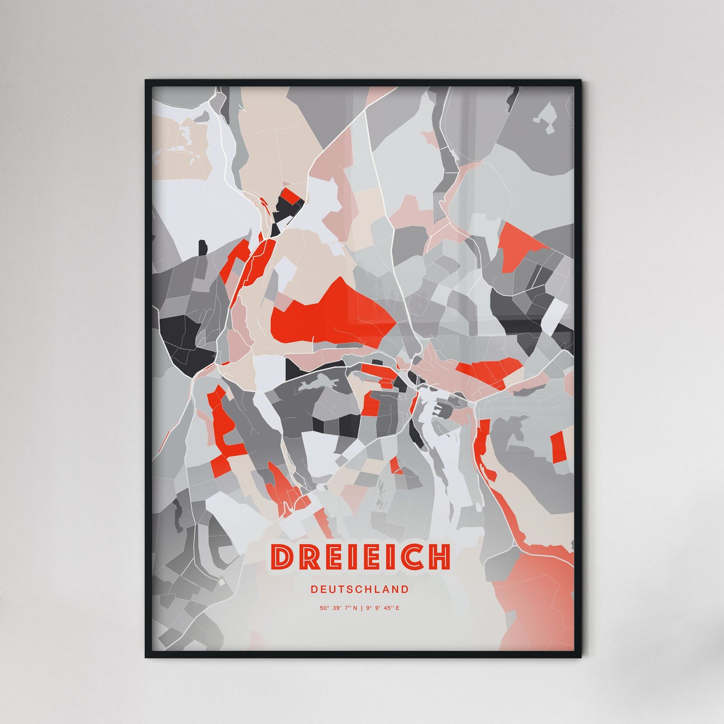 Colorful DREIEICH GERMANY Fine Art Map Modern