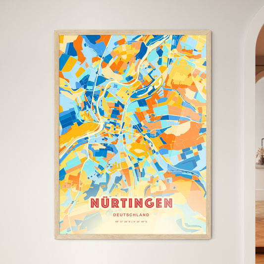 Colorful NURTINGEN GERMANY Fine Art Map Blue Orange