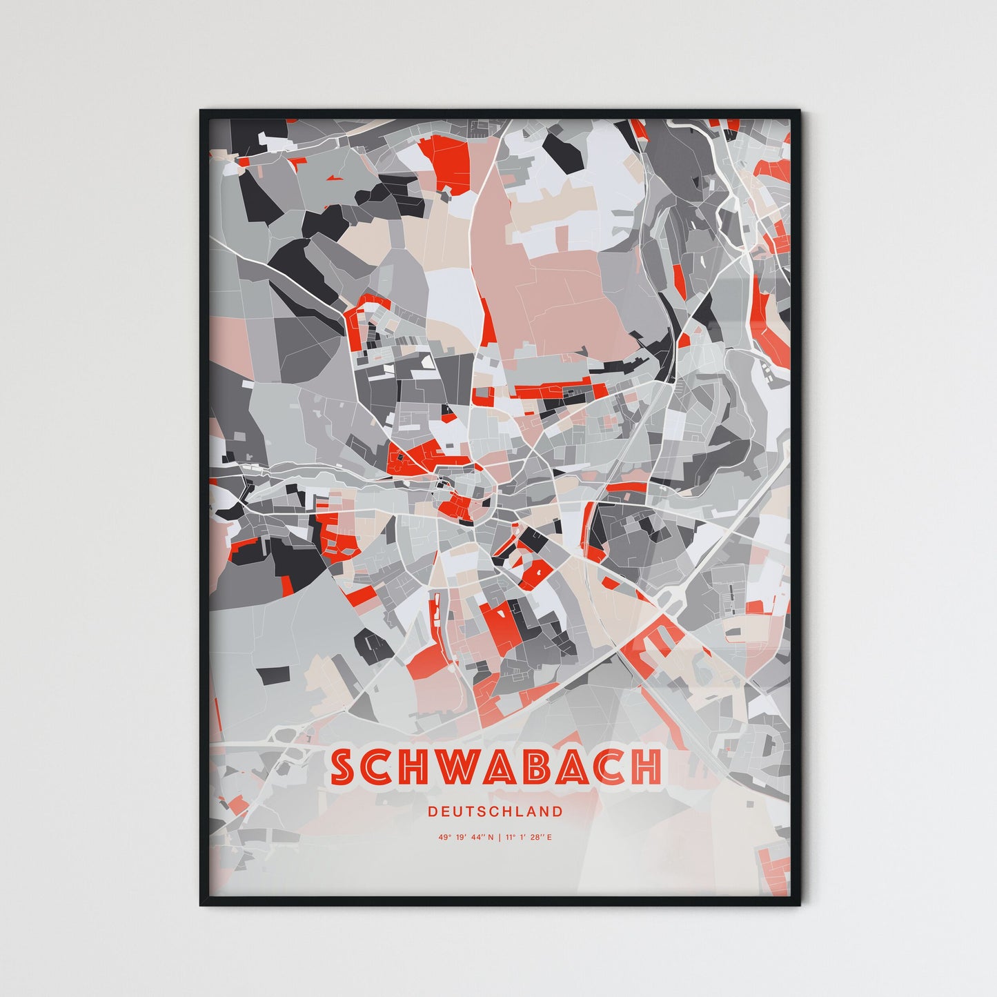 Colorful SCHWABACH GERMANY Fine Art Map Modern