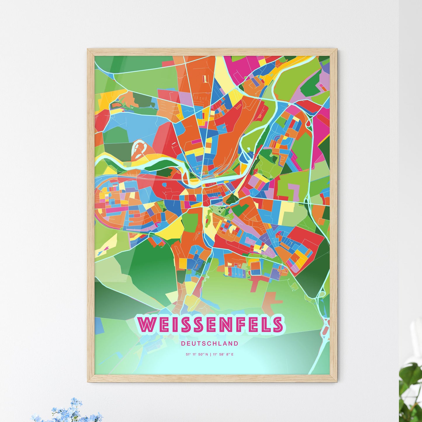 Colorful WEISSENFELS GERMANY Fine Art Map Crazy Colors