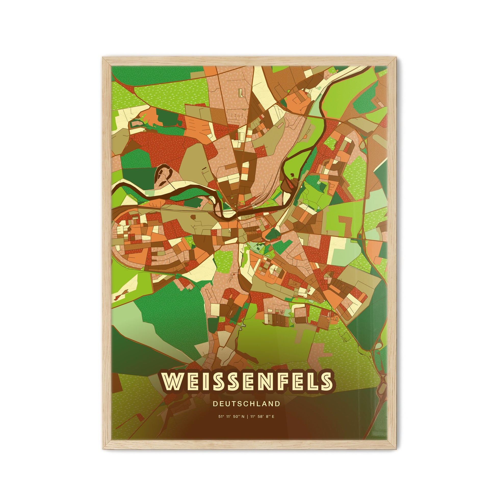 Colorful WEISSENFELS GERMANY Fine Art Map Farmhouse