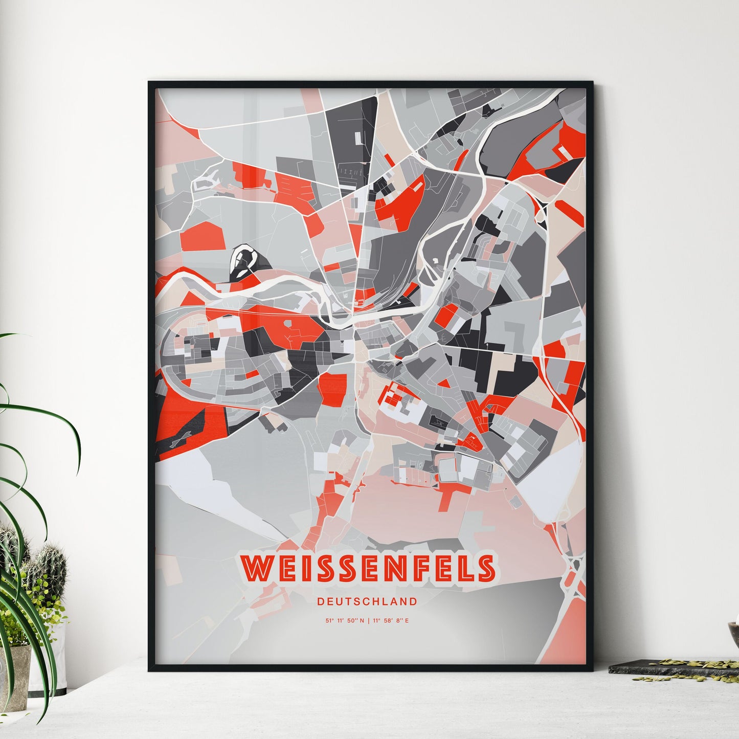 Colorful WEISSENFELS GERMANY Fine Art Map Modern