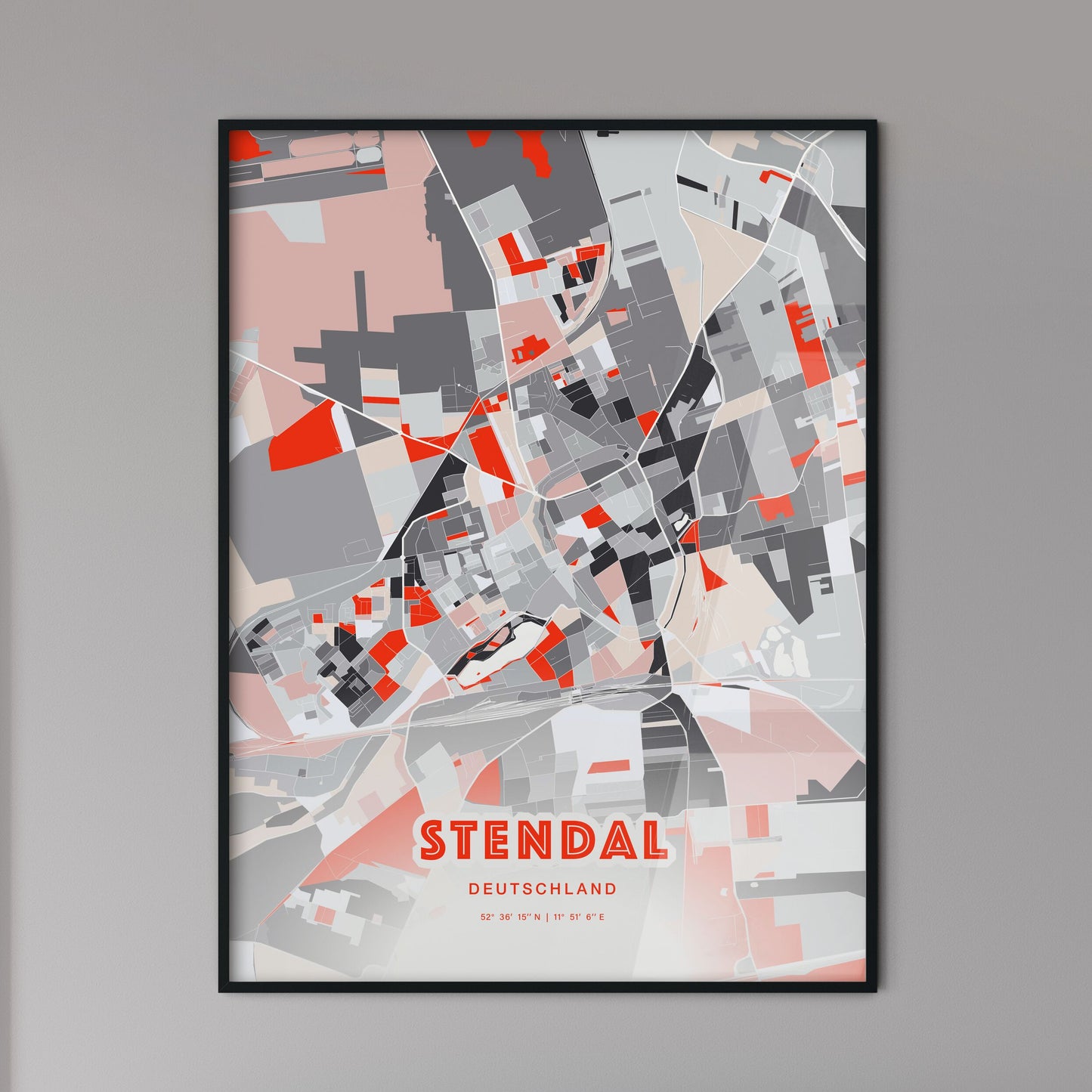 Colorful STENDAL GERMANY Fine Art Map Modern