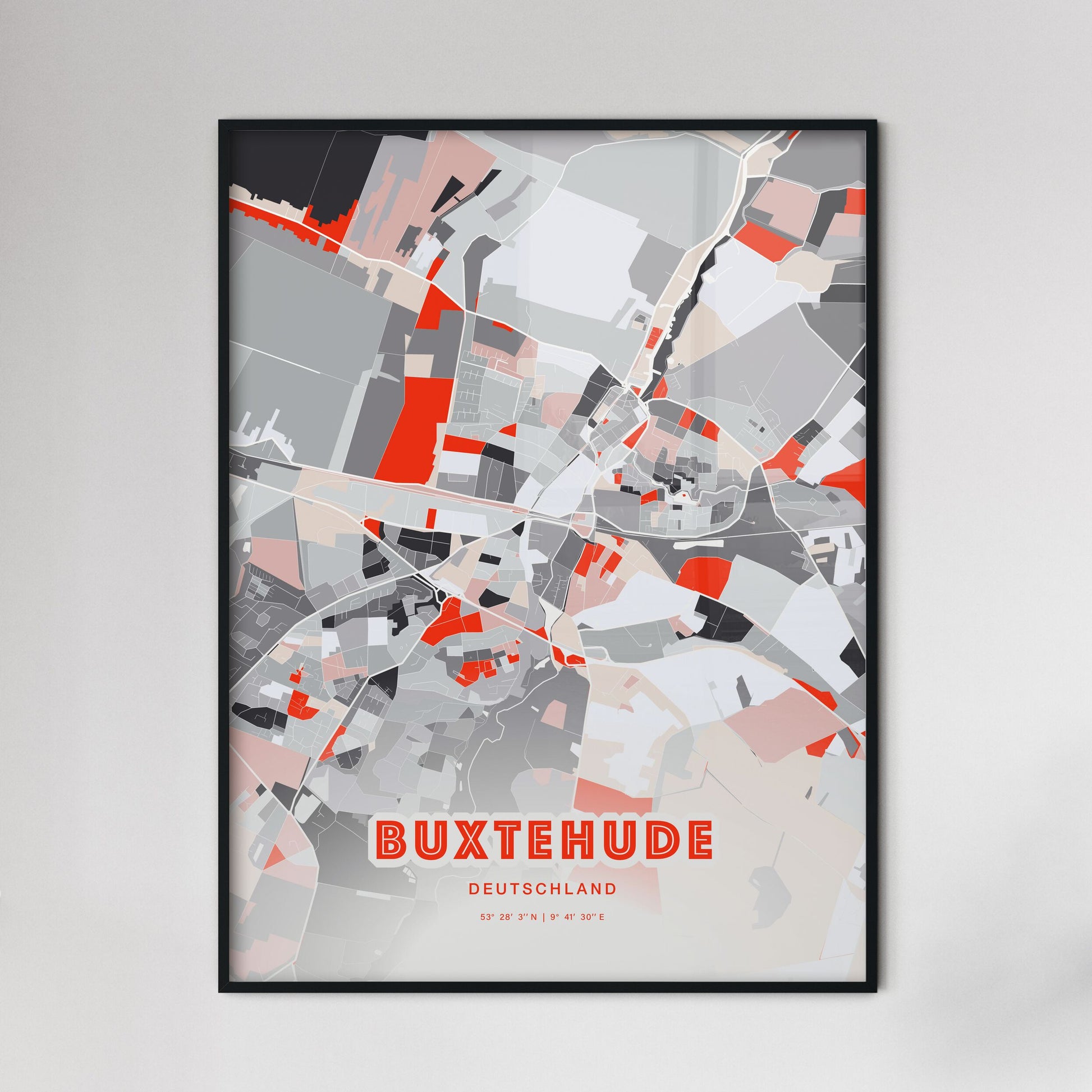 Colorful BUXTEHUDE GERMANY Fine Art Map Modern