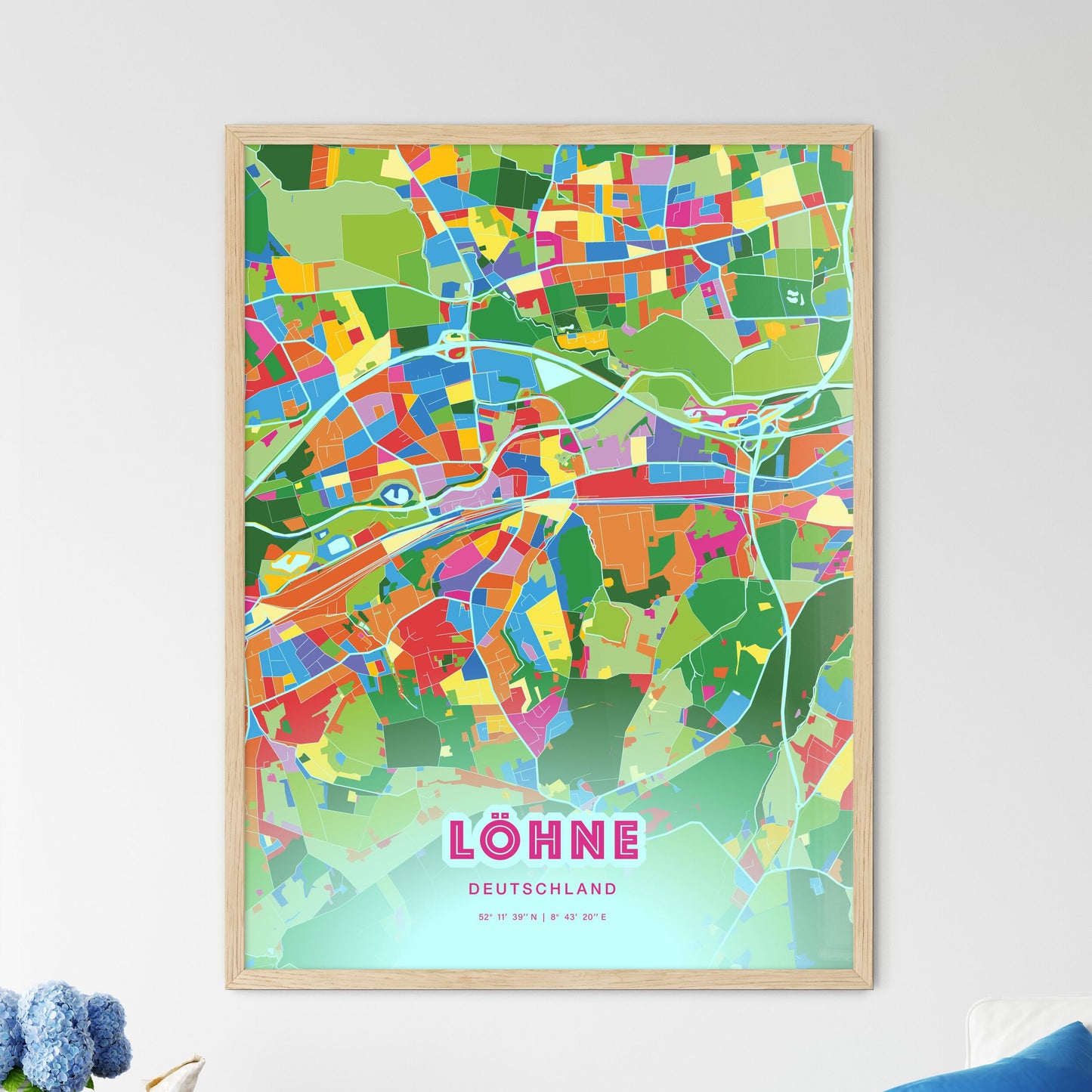 Colorful LOHNE GERMANY Fine Art Map Crazy Colors