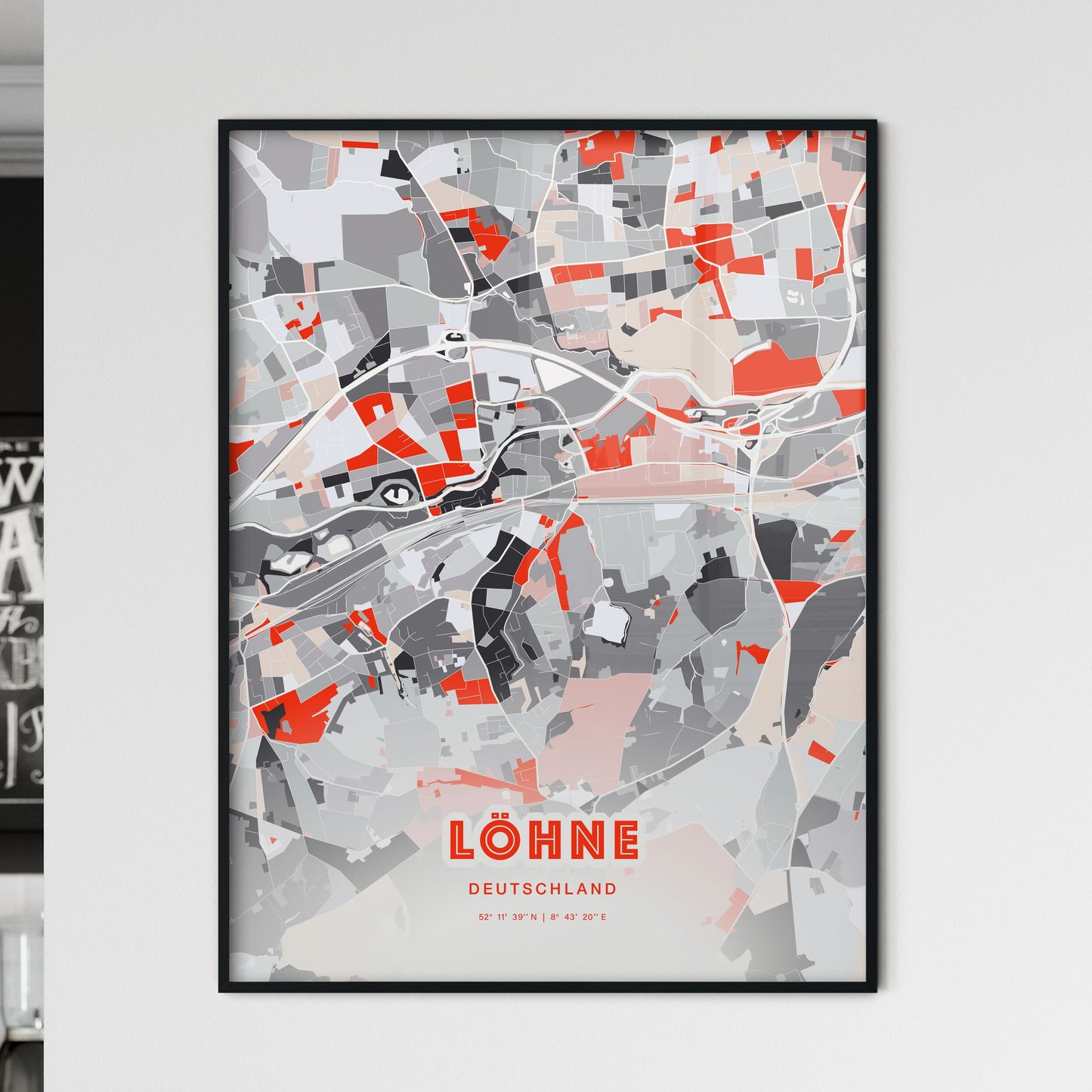 Colorful LOHNE GERMANY Fine Art Map Modern