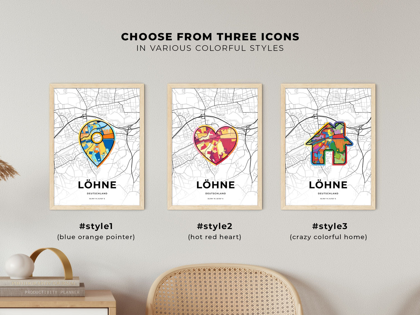 Lohne Germany maps with colorful icons